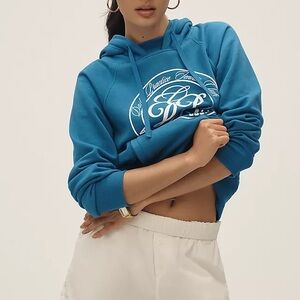 Anthropologie DAILY PRACTICE COTTON-BLEND GRAPHIC HOODIE Blue Graphic Hoodie